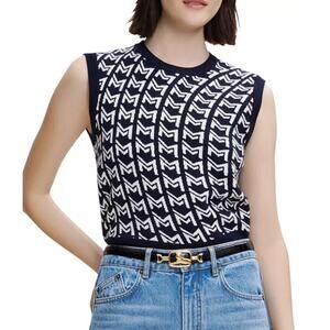 Maje Mygram Sleeveless Jacquard Sweater